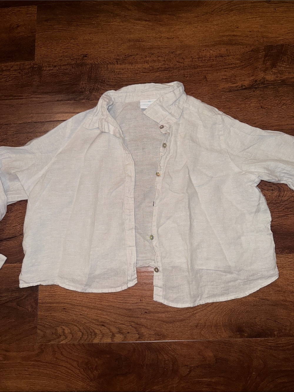 100% linen Cream Button-Front